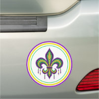 Purple yellow green Mardi Gras fleur de lis
