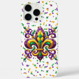 Purple yellow green Mardi Gras fleur de lis iPhone 16 Pro Max Case