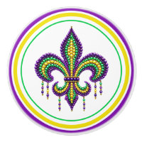 Purple yellow green Mardi Gras fleur de lis