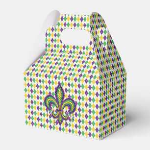 Purple yellow green Mardi Gras fleur de lis Favor Boxes