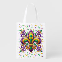 Purple yellow green Mardi Gras fleur de lis