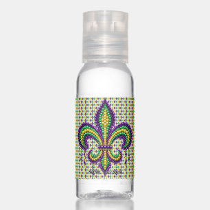 Purple yellow green Mardi Gras fleur de lis Hand Sanitizer