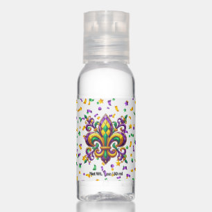 Purple yellow green Mardi Gras fleur de lis Hand Sanitizer