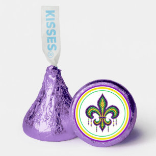 Purple yellow green Mardi Gras fleur de lis Hershey®'s Kisses®
