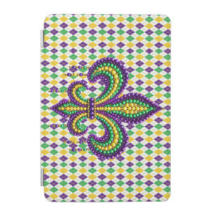 Purple yellow green Mardi Gras fleur de lis iPad Mini Cover