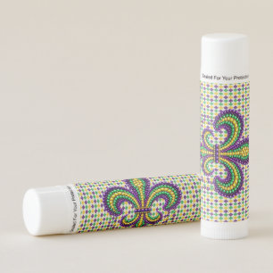 Purple yellow green Mardi Gras fleur de lis Lip Balm