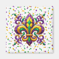 Purple yellow green Mardi Gras fleur de lis