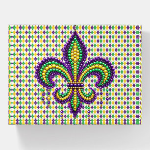 Purple yellow green Mardi Gras fleur de lis Paperweight