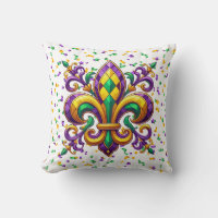 Purple yellow green Mardi Gras fleur de lis