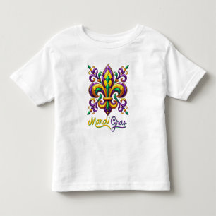 Purple yellow green Mardi Gras fleur de lis Toddler T-shirt