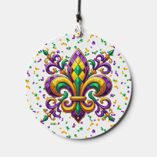 Purple yellow green Mardi Gras fleur de lis Wind Chime