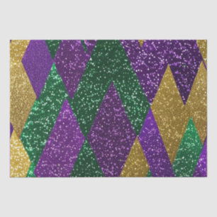 Purple Yellow Green Mardi Gras Glitter Pattern Tissue Paper