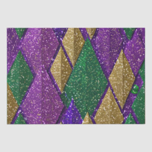 Purple Yellow Green Mardi Gras Glitter Pattern Tissue Paper