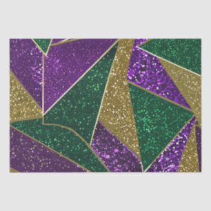 Purple Yellow Green Mardi Gras Glitter Pattern Tissue Paper