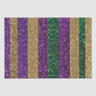 Purple Yellow Green Mardi Gras Glitter Pattern Tissue Paper