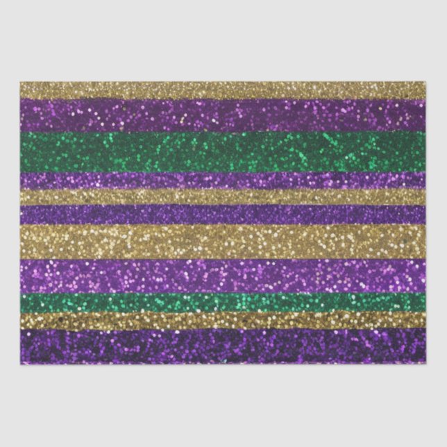 Purple Yellow Green Mardi Gras Glitter Pattern Tissue Paper (Front)