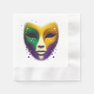 Purple yellow green Mardi Gras mask Napkins