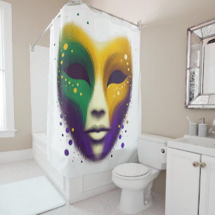Purple yellow green Mardi Gras mask Shower Curtain