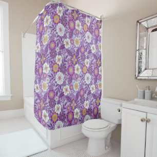Purple, Yellow & Magenta Floral Shower Curtain