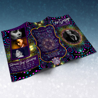 Purple Yellow Magic Energy Mandala 4-Pix Trifold Brochure