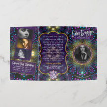 Purple Yellow Magic Energy Mandala 4-Pix Trifold