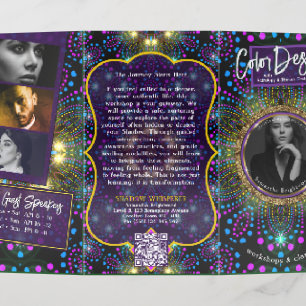 Purple Yellow Magic Energy Mandala 4-Pix Trifold Brochure