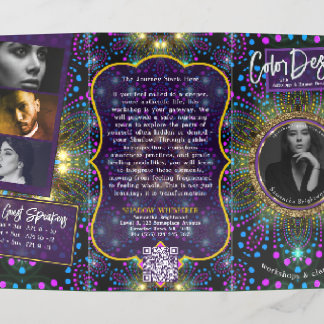 Purple Yellow Magic Energy Mandala 4-Pix Trifold Brochure