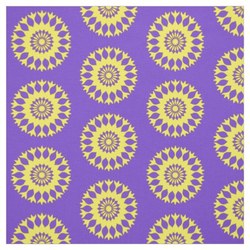 Purple Yellow Mandala Bold Abstract Pattern Print Fabric