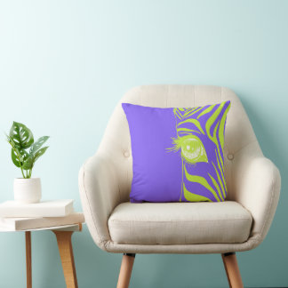 Purple Yellow Mismatched Zebra Throw Pillow