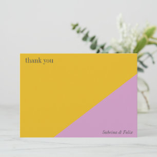 Purple Yellow Modern Colorful Chic Custom Wedding Thank You Card