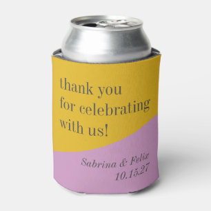 Purple Yellow Modern Custom Wedding Thank You Can Cooler