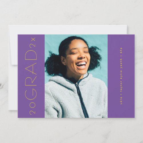 Purple Yellow Modern Sideways Grad Photo Announcement