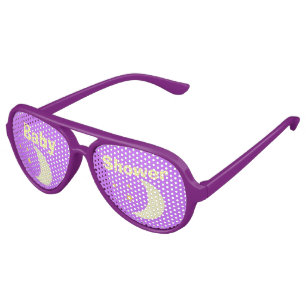 Purple & Yellow Moon & Stars Aviator Party Shades
