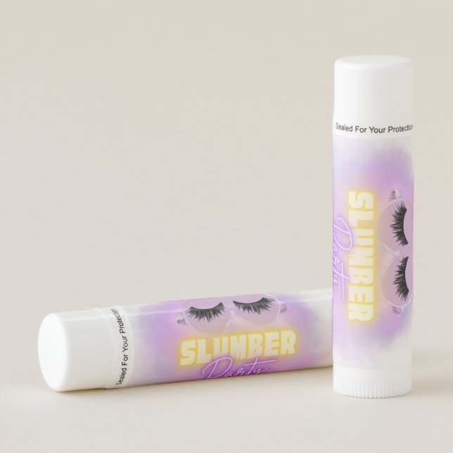 Purple Yellow Neon Glow Sleepover Slumber Party  Lip Balm (Front)