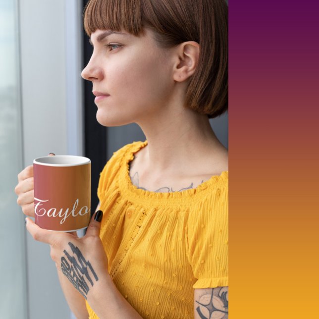 Purple Yellow Ombre - Customizable Name Coffee Mug (Creator Uploaded)