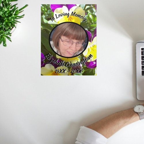 Purple Yellow Pansies Patch Five Photo Memorial  Tri_Fold Announcement