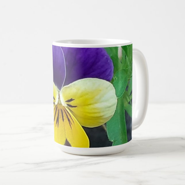 Purple & Yellow Pansy  Coffee Mug (Front Right)