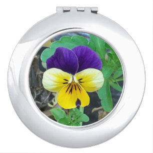 Purple & Yellow Pansy Compact Mirror