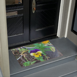 Purple & Yellow Pansy Doormat