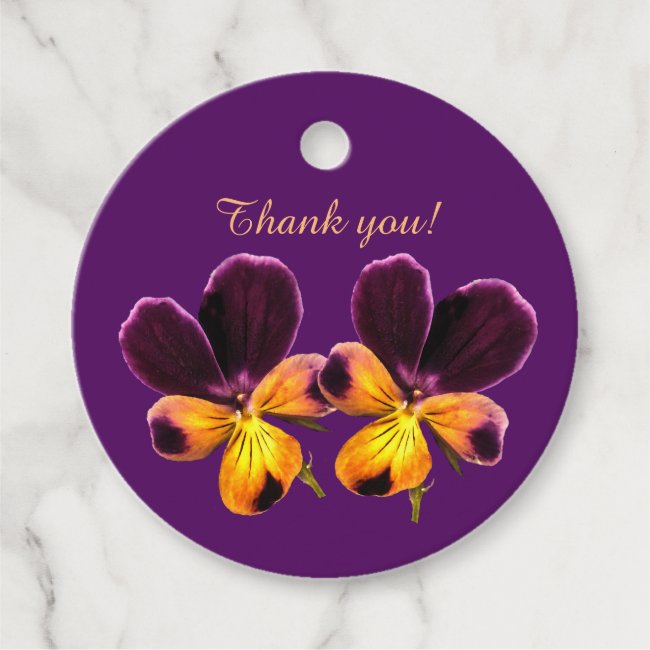 Purple Yellow Pansy Flower Floral Favor Tags