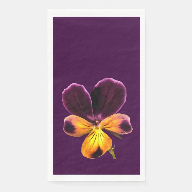 Purple Yellow Pansy Flower Paper Guest Towel