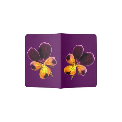 Purple Yellow Pansy Garden Flower  Passport Holder
