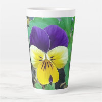 Purple & Yellow Pansy Latte Mug