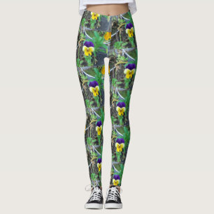 Purple & Yellow Pansy Leggings