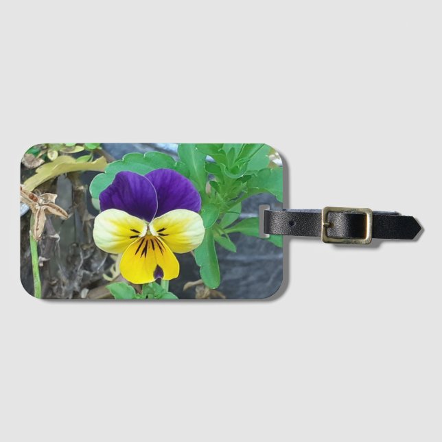 Purple & Yellow Pansy  Luggage Tag (Front Horizontal)