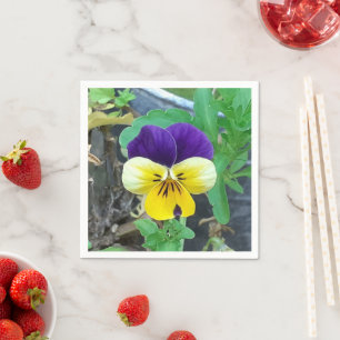 Purple & Yellow Pansy Paper Napkins