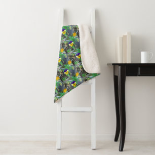 Purple & Yellow Pansy Sherpa Blanket