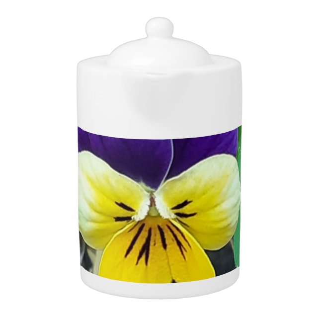Purple & Yellow Pansy Tea Pot (Front)