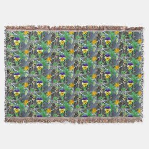 Purple & Yellow Pansy Throw Blanket