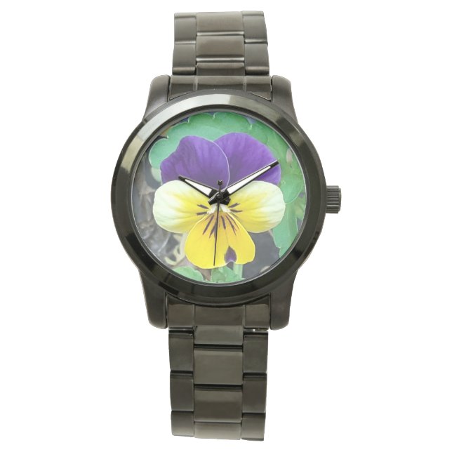 Purple & Yellow Pansy Watch (Front)